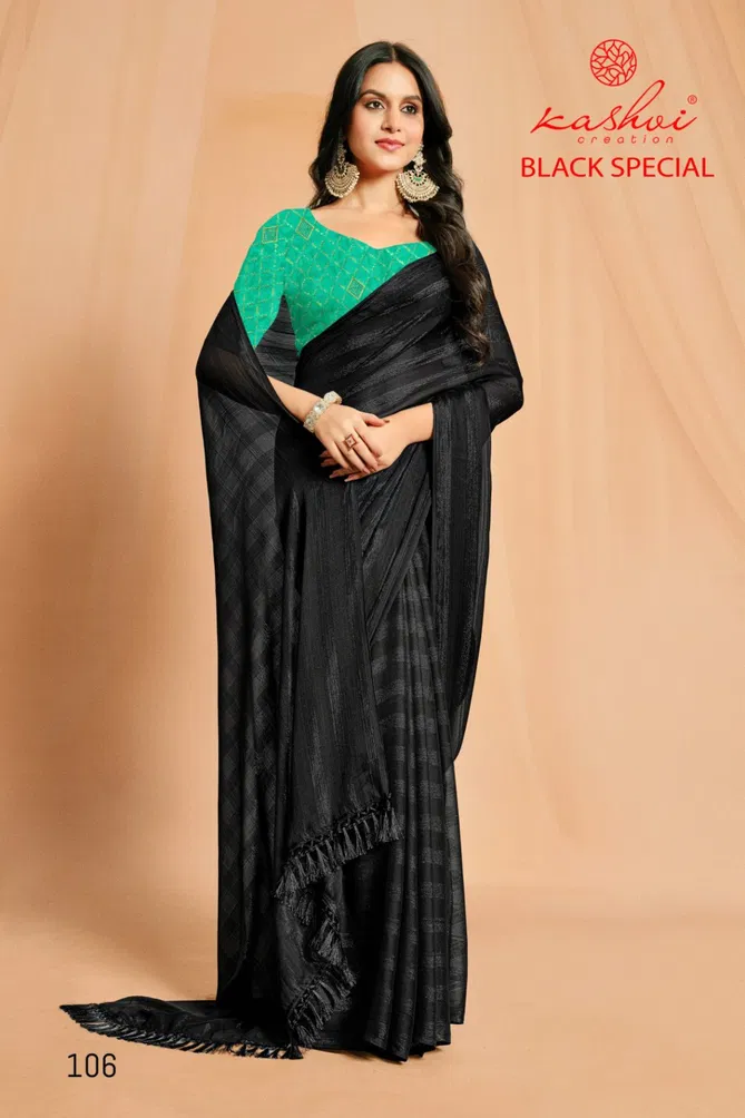 Black Special By Kashvi Rimzim Party Wear Sarees Wholesale In India